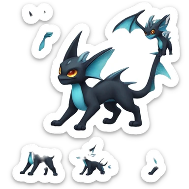 Black Edgy Ethereal Noivern-Vaporeon-Litten full body sticker