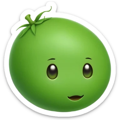 A plain green pea, perfectly round and bright green, no face, no decorative elements, just a simple pea sticker