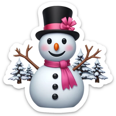 Red snowman with pink bow sticker