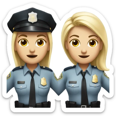Bad cop (longe blonde hair woman), good cop (short brown hair woman) sticker