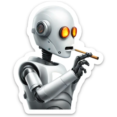 robot smoking  sticker