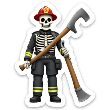Skeleton fireman sticker