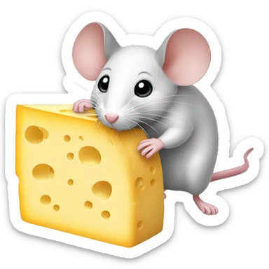 mouse sniffing cheese sticker