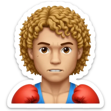 Boxer , with a curly mullet haircut sticker