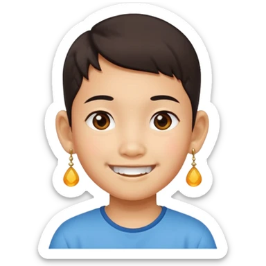 zesty short chinese kid with earings sticker
