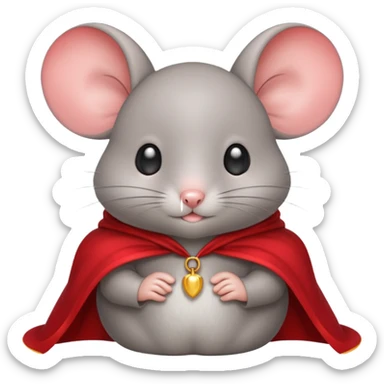 baby grey mouse, in magic red cloak sticker