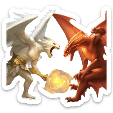 mtg angel fighting vs a dragon sticker