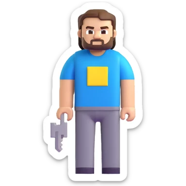 Minecraft character of Jack Black wearing a blue t-shirt sticker