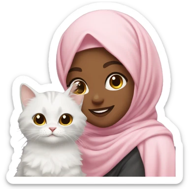 A cute fluffy cat with his hijab Somali owner  sticker