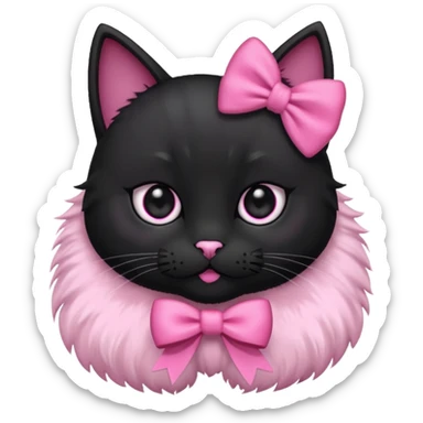 Gatinho preto com laço rosa sticker
