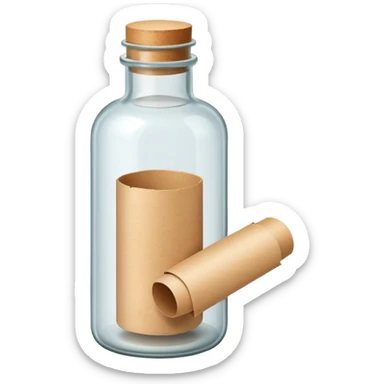 glass bottle with a paper message inside like in movie  sticker