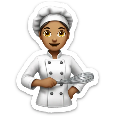 Female Baker with chef jacket holding a whisk in hand sticker