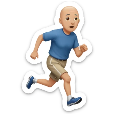 Nakid 60 year old man with ball head running down the hallway saying they are gone. sticker