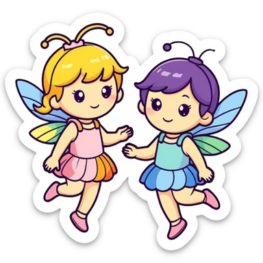 Two Fairy Sisters with Rainbow Wings sticker