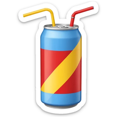 drink can blue red yellow Surfside SINGLE STRAW NO FACE sticker