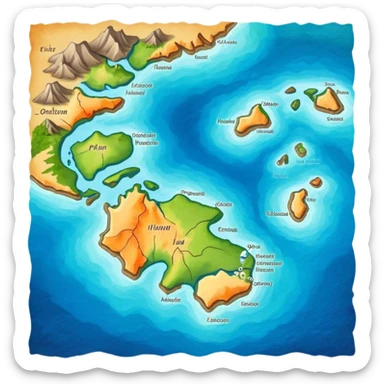 Hawaiian islands on geological map sticker