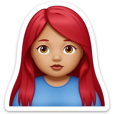 chubby tan skin girl with cherry red long straight hair sticker