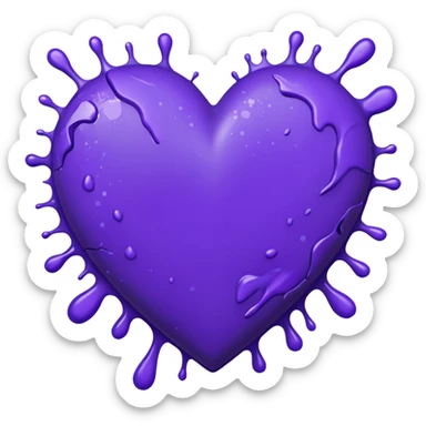 purple heart with a paint splatter sticker