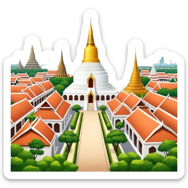 ​Cinematic Realistic Nakhon Pathom, Thailand, depicted as a historic cityscape dominated by the iconic Phra Pathom Chedi, surrounded by lush gardens, bustling local markets, and traditional Thai architecture, bathed in warm golden light and rendered with rich textures that capture its cultural and historical significance, sticker