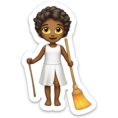 Fiery cute angel with a broom sticker