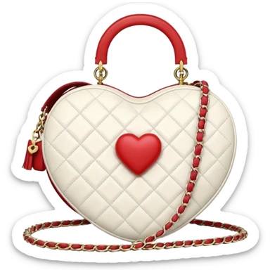 chanel heart shape bag white color bag sticker