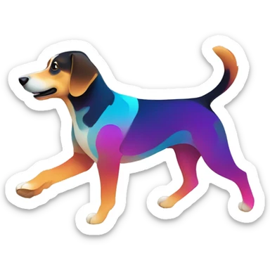 Vector art of a dog running made of vector multicoloured gradient shapes abstract shapes vector art sticker