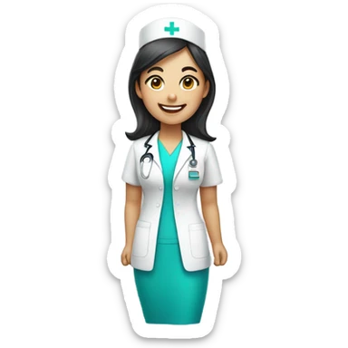 cute Asian nurse with smile sticker