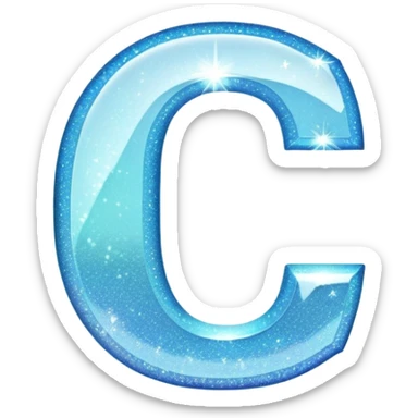 sparkle light blue letter C sticker