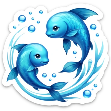 The zodiac symbol Pisces 00d9ff color sticker