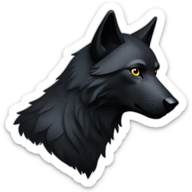 simple black wolf head in profile looking to right, no body, ear pierced ring, loo sticker