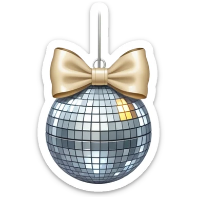 Disco ball with a light beige bow sticker