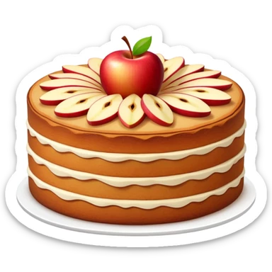 cinematic-realistic-apfelkuchen-dessert-emoji,-depicted-as-a-classic-apple-cake-with-cinnamon-and-thinly sliced apples on the top a few neatly spread out-rendered-with-soft-textures-and-warm,-inviting-lighting. sticker