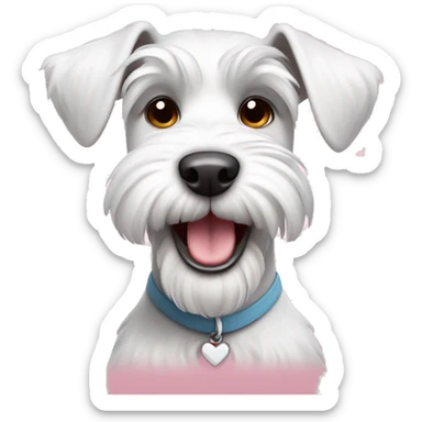 happy white schnauzer dog with little hearts around sticker