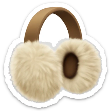 beige fur earmuffs sticker