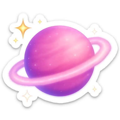 pink planet emoji, cosmic and dreamy sticker
