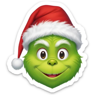 Create an emoji of the grinch from the grinch who stole christmas ith a Santa hat sticker