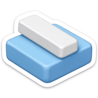 A single white eraser with dark blue and light blue wrap sticker