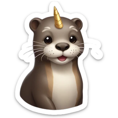 otter with a unicorn horn sticker