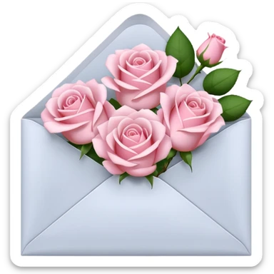 White envelope with light pink roses sticker