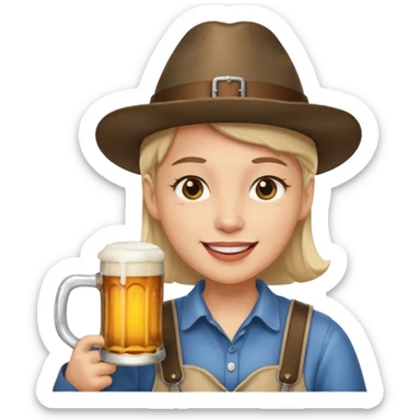 Erstelle das WhatsApp Emoji "zwinkerndes Gesicht" mit Bierkrug und Hut sticker