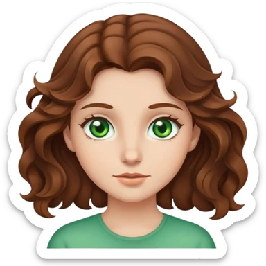 girl with wavy hair green eyes and brown hair sticker