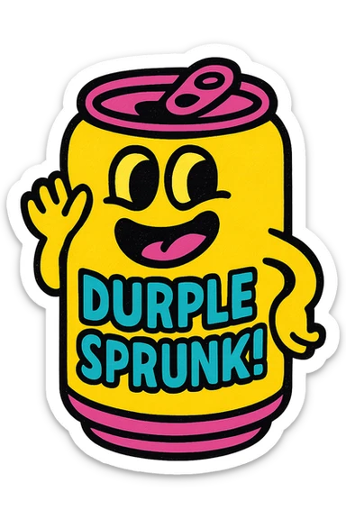 Durple Sprunki as a playful icon, rounded edges, bold colors, cartoonish style, friendly and approachable sticker