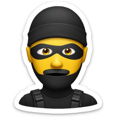Regular yellow face emoji but as a robber sticker