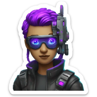 agent, laser eyes, cyberpunk, code, cyan and purple colors, only upper body portrait sticker