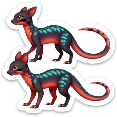 Neon-magma-gradients-colored Salandit-Umbreon-Genet-Noivern-Noibat-Serval-Hybrid (Full body) sticker