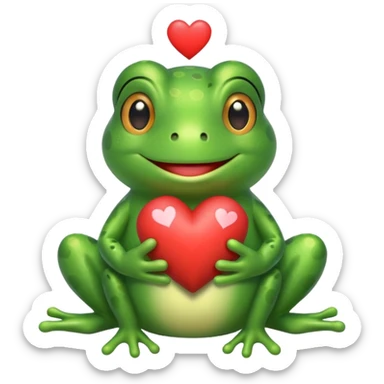Build a bear frog holding heart sticker