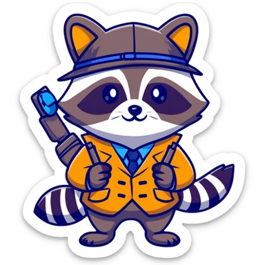Raccoon detective solving a mystery sticker