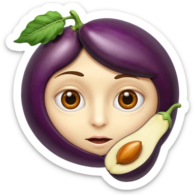 un emoji avec deux aubergines à la place des yeu sticker