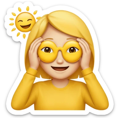 yellow emoticon with Hands covering eyes so can't see sticker