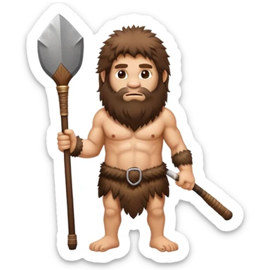 caveman with animal fur clothing and a club sticker